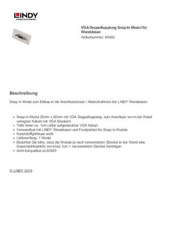 LINDY VGA Doppelkupplung Snap-In Modul LINDY VGA Doppelkupplung Snap-In Modul von Lindy