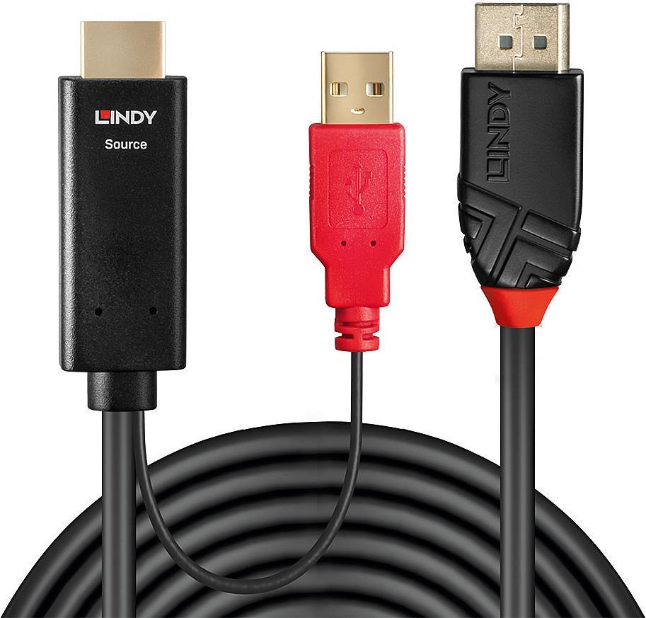 Lindy 0.5m HDMI an DisplayPort Adapterkabel Verbindet ein HDMI-Quellger�t mit einem DisplayPort-Monitor (41424) von Lindy