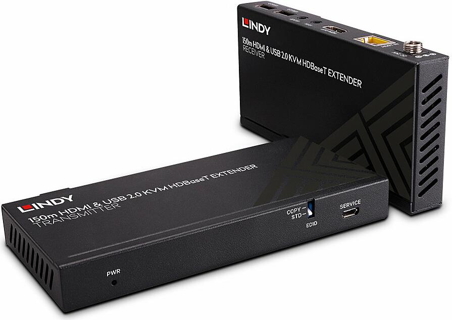 Lindy 150m Cat.6 HDBaseT KVM Extender - HDMI 4K60 - USB 2.0 & IR - Sender und Empfänger - Kabelgebunden - 150 m - 20 - 60 kHz - Cat6 - 3840 x 2160 Pixel (39384) von Lindy