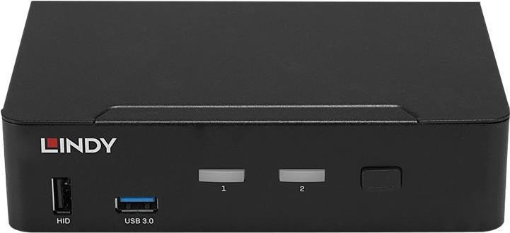 Lindy 2 Port KVM Switch, DisplayPort 1.4, USB 3.0 & Audio Schaltet zwischen 2 DP-PCs von einer einzigen Konsole (Tastatur, Maus, Monitor) aus um (39312) - Sonderposten von Lindy