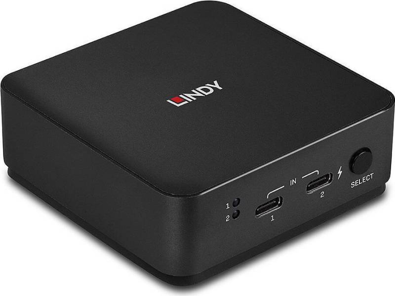 Lindy 2 Port Type C Dual HDMI 4K60 KVM Switch - Schaltet zwischen 2 mit Typ C Alt Mode ausgestatteten Geräten von einer einzigen Konsole um (42321) - Sonderposten von Lindy