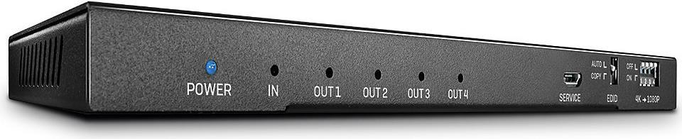 Lindy 4 Port HDMI 18G Splitter mit Audio & Downscaling Verteilt HDMI 2.0 Signale auf 4 Displays und extrahiert digitales oder analoges Audio (38231) von Lindy