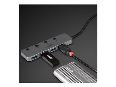 Lindy 43383 Schnittstellen-Hub USB 3.2 Gen 1 (3.1 Gen 1) Type-C 5000 Mbit/s Grau von Lindy