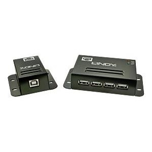 Lindy 50m 4 Port USB 2.0 Cat.5 Extender 50m Verlängerung für 4 USB-Geräte mit Stromversorgung über Cat.5 (42681) von Lindy
