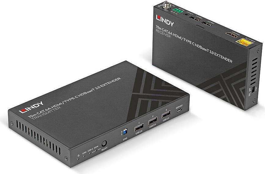 Lindy 70m Cat.6A TypeC & HDMI HDBaseT 3.0 KVM Extender (38346) von Lindy