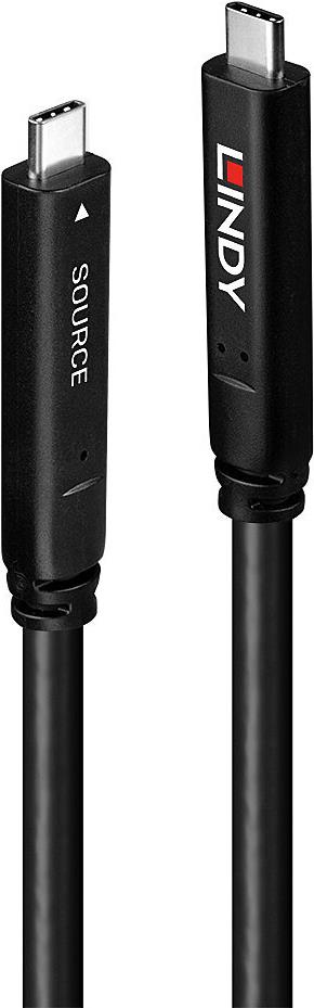 Lindy 8m USB 3.2 Gen 1 & DP 1.4 Typ C Hybrid Cable 8m Verlängerung für USB 5Gbit/s, 4K30Hz für Video und 60W Power Delivery (43393) von Lindy