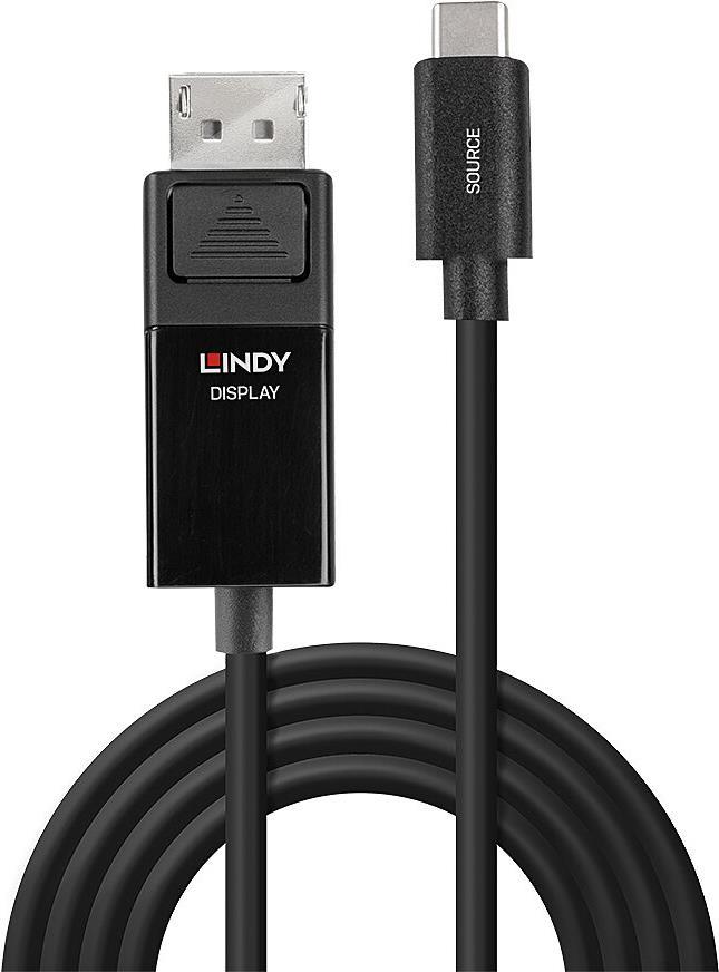 Lindy - Adapterkabel - USB-C (M) zu DisplayPort (W) - DisplayPort 1.2 - 2 m - rund, unterstützt 4K 60 Hz (3840 x 2160) - Schwarz von Lindy