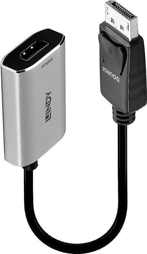 Lindy - Adapterkabel - USB-C (nur Spannung), DisplayPort zu HDMI weiblich - 11 cm - Grau - USB-Strom, aktiver Signalwandler, unterstützt 8K 60 Hz (7680 x 4320), unterstützt 4K 120 Hz (3840 x 2160) von Lindy