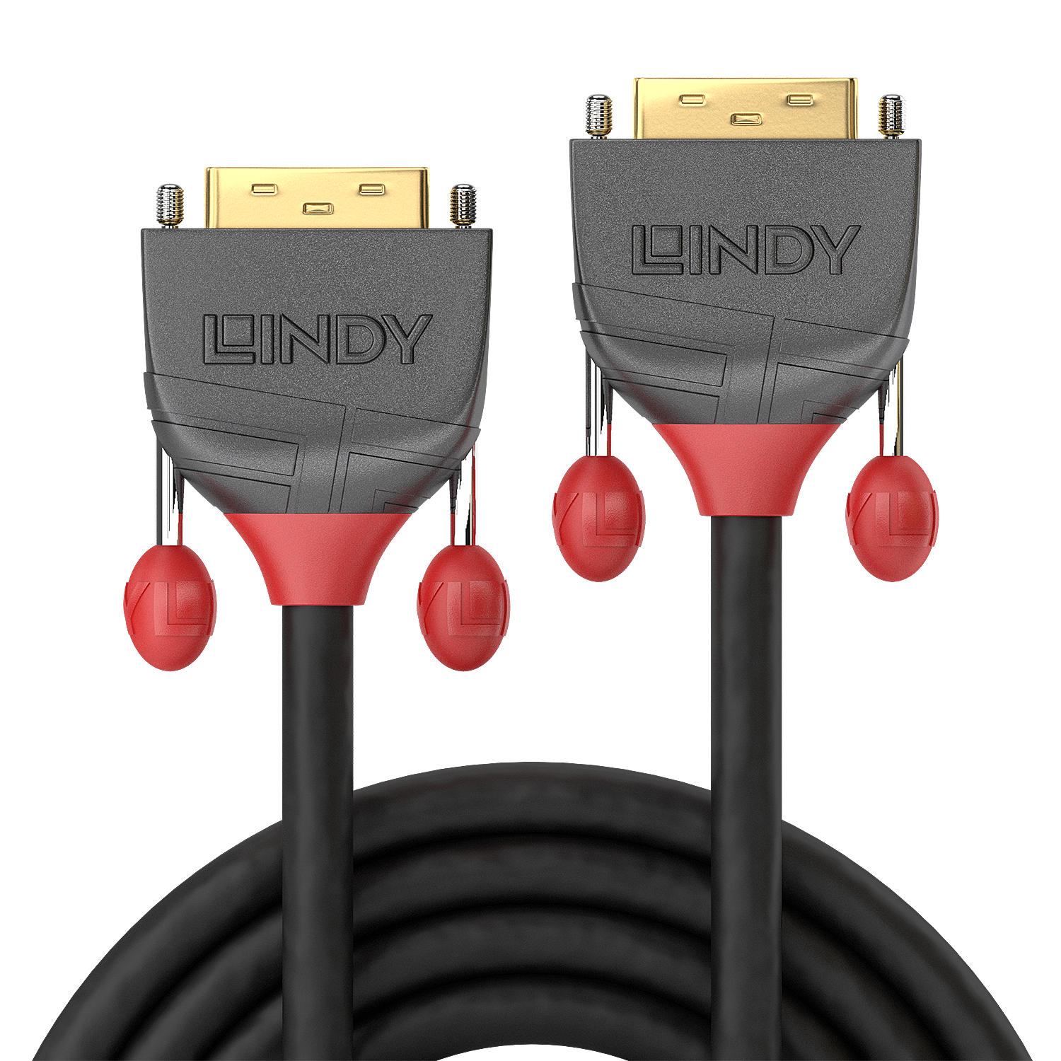 Lindy Anthra Line - DVI-Kabel - Single Link - DVI-D (M) bis DVI-D (M) - 10 m - rund, Daumenschrauben - Schwarz von Lindy