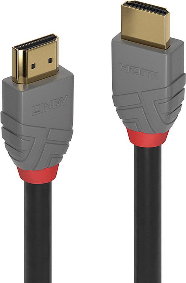Lindy Anthra Line - HDMI mit Ethernetkabel - HDMI (M) bis HDMI (M) - 10 m - Dreifachisolierung - Schwarz - rund, 4K Unterstützung von Lindy