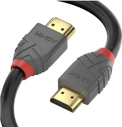 Lindy Anthra Line - HDMI mit Ethernetkabel - HDMI (M) bis HDMI (M) - 20 m - Dreifachisolierung - Schwarz - rund, 4K Unterstützung von Lindy