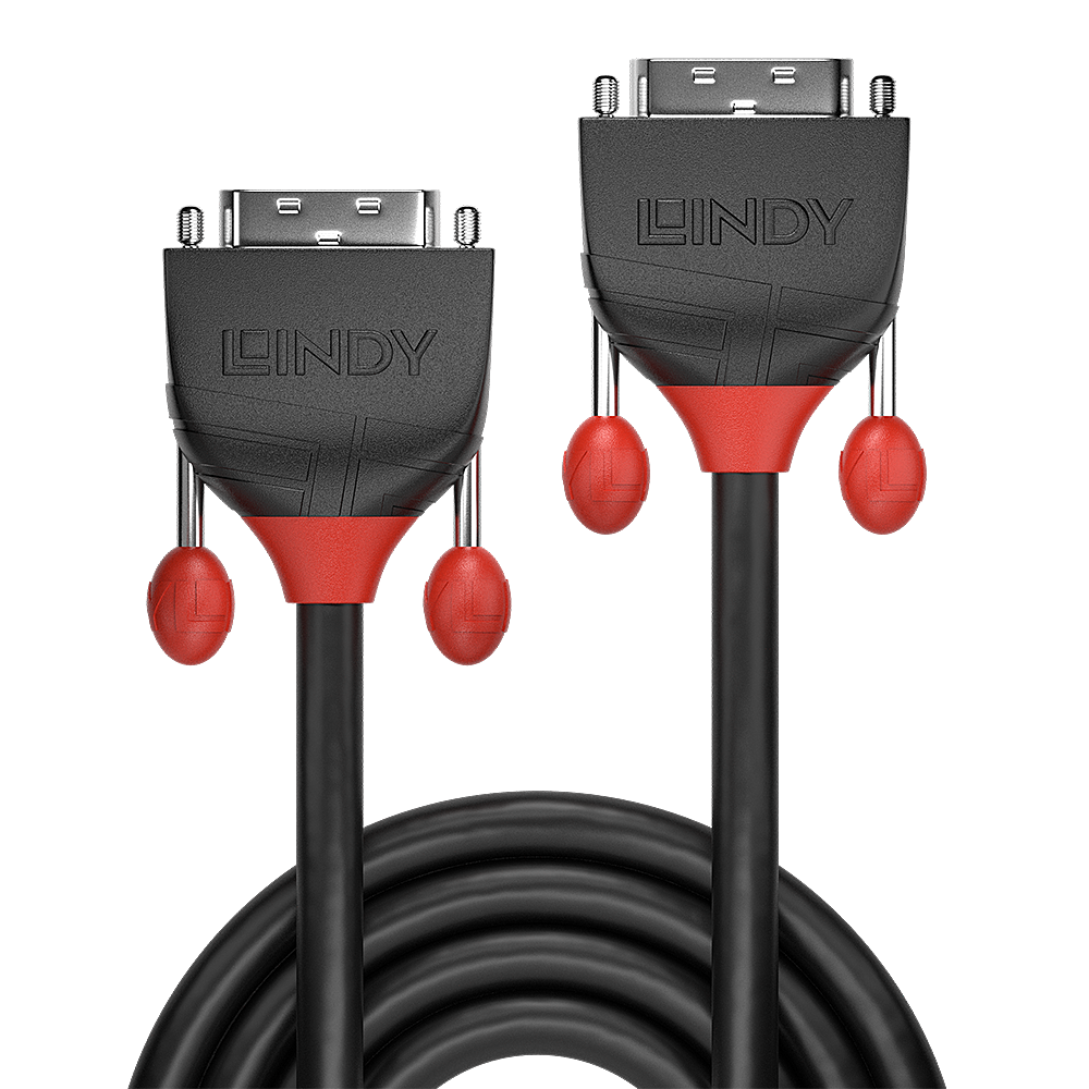 Lindy Black Line - DVI-Kabel - Dual Link - DVI-D (M) bis DVI-D (M) - 3 m - rund, Daumenschrauben - Schwarz von Lindy