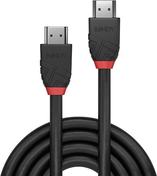 Lindy Black Line - Standard - HDMI-Kabel - HDMI männlich zu HDMI männlich - 7,5m - Dreifachisolierung - Schwarz - rund, unterstützt 4K 30 Hz (4096 x 2160) (36467) von Lindy
