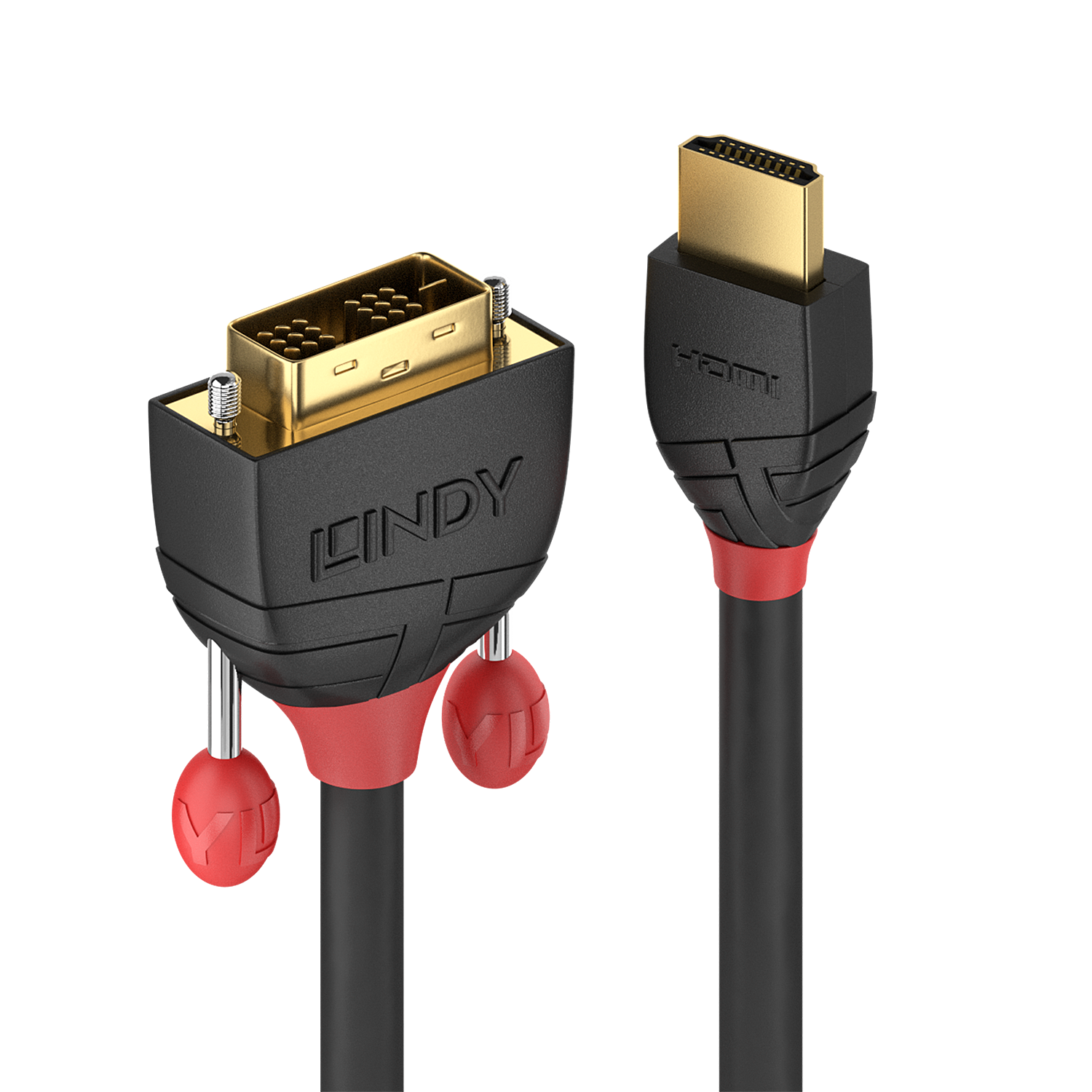 Lindy Black Line - Videokabel - Single Link - HDMI / DVI - HDMI (M) bis DVI-D (M) - 3 m - abgeschirmt - Grau - rund von Lindy