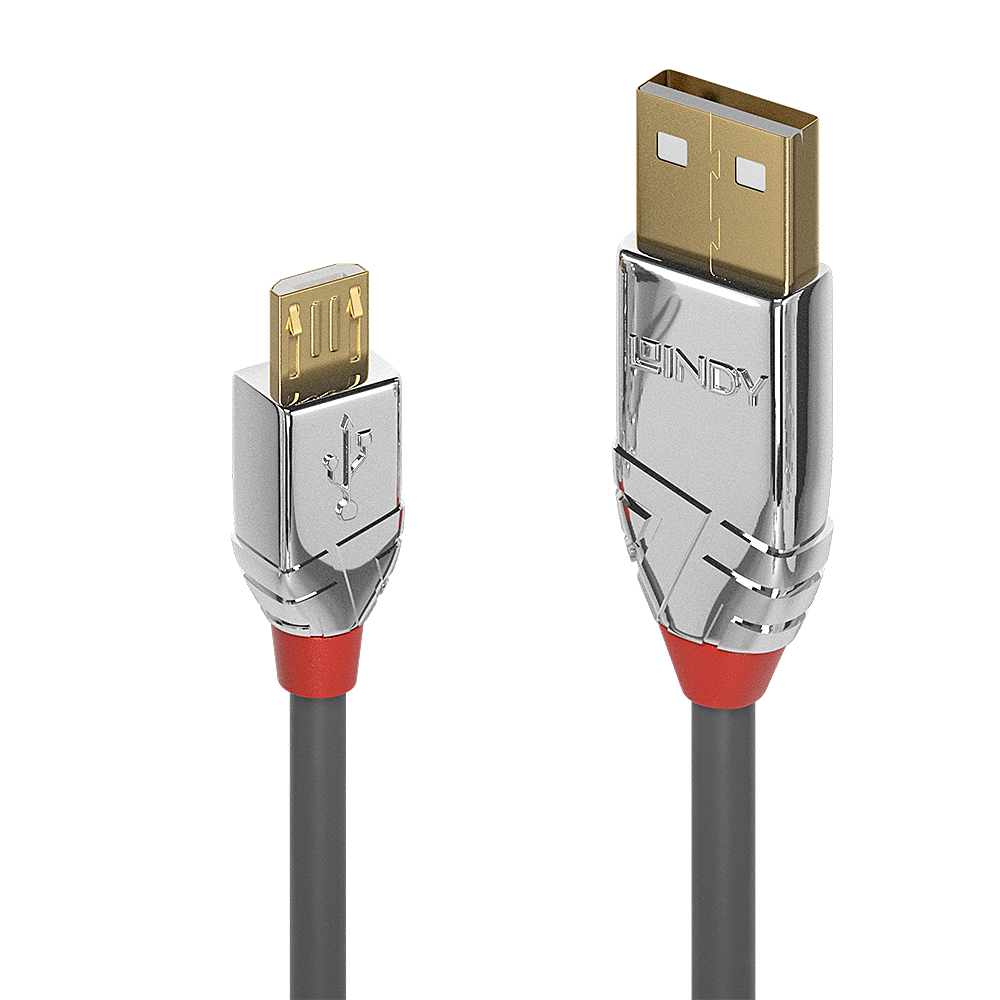 Lindy CROMO - USB-Kabel - USB (M) bis Micro-USB Typ B (M) - USB2.0 - 3,0m - rund - Grau (36653) von Lindy