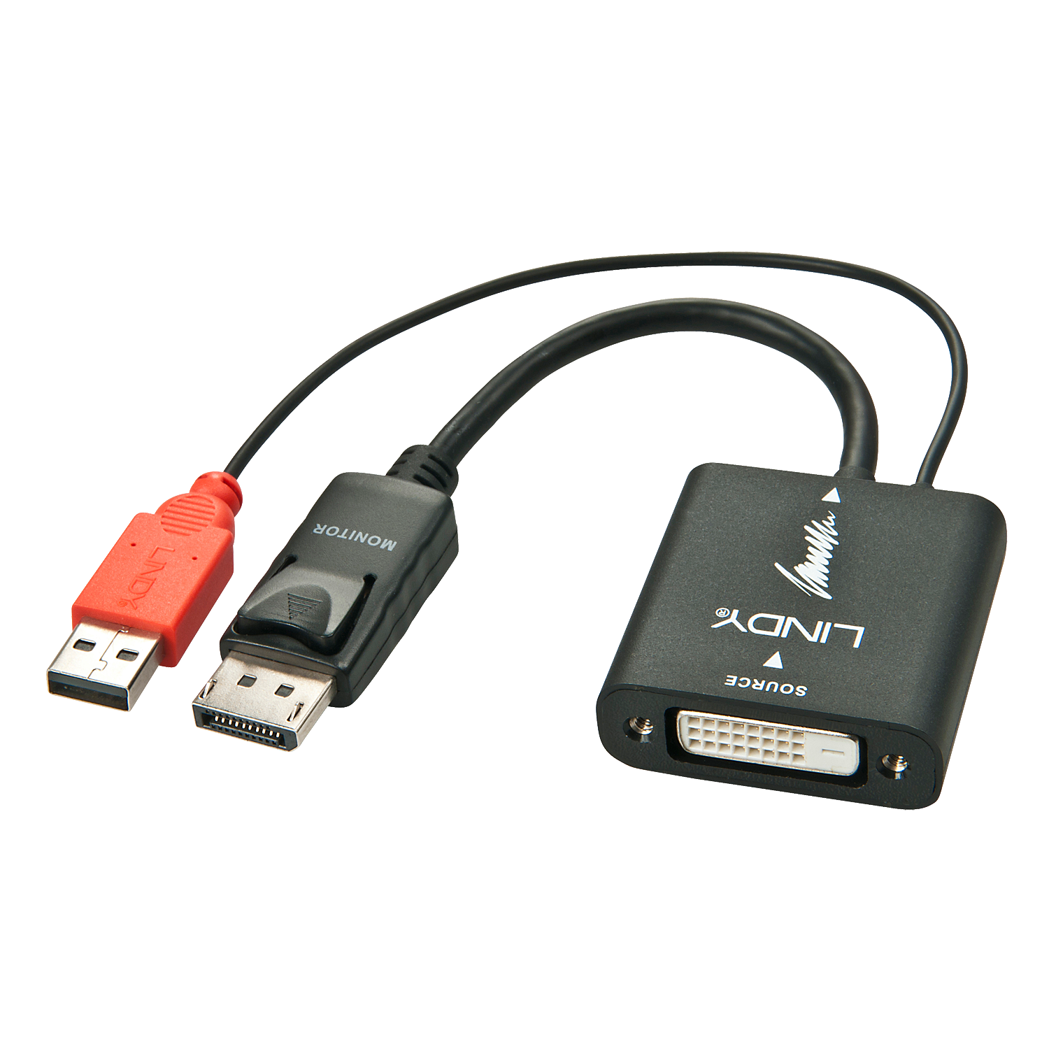 Lindy - Display-Adapter - Single Link - DVI-D (W) bis DisplayPort (M) - 15cm - Daumenschrauben, active - Schwarz (38145) von Lindy