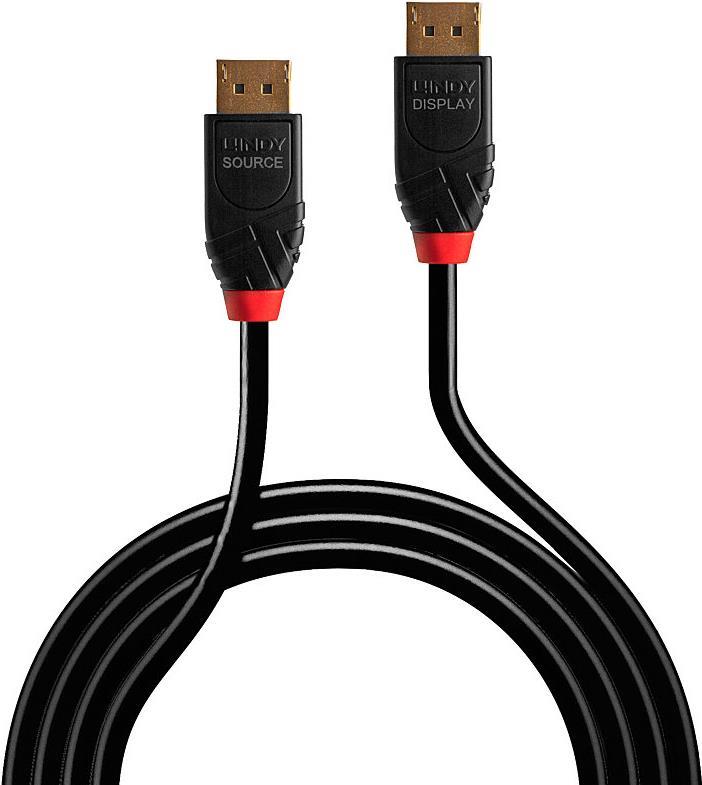 Lindy - DisplayPort-Kabel - DisplayPort (M) bis DisplayPort (M) - DisplayPort 1,4 - 7,5m - rund, aktiv, unterstützt 8K 60 Hz (7680 x 4320), unterstützt 4K 144 Hz (4096 x 2160) - Schwarz (41168) von Lindy