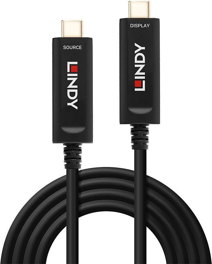 Lindy Fibre Optic Hybrid USB Type C Video Cable - USB-Kabel - USB-C (M) bis USB-C (M) - 15,0m - rund - Schwarz (38503) von Lindy