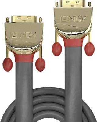 Lindy Gold - DVI-Kabel - Dual Link - DVI-D (M) bis DVI-D (M) - 15,0m - Daumenschrauben - Grau (36207) von Lindy