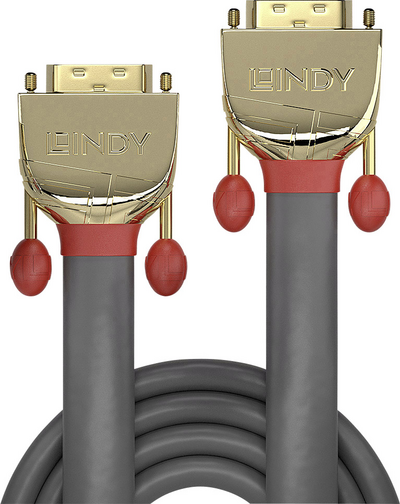 Lindy Gold - DVI-Kabel - Dual Link - DVI-D (M) bis DVI-D (M) - 20,0m - Daumenschrauben - Grau (36208) von Lindy
