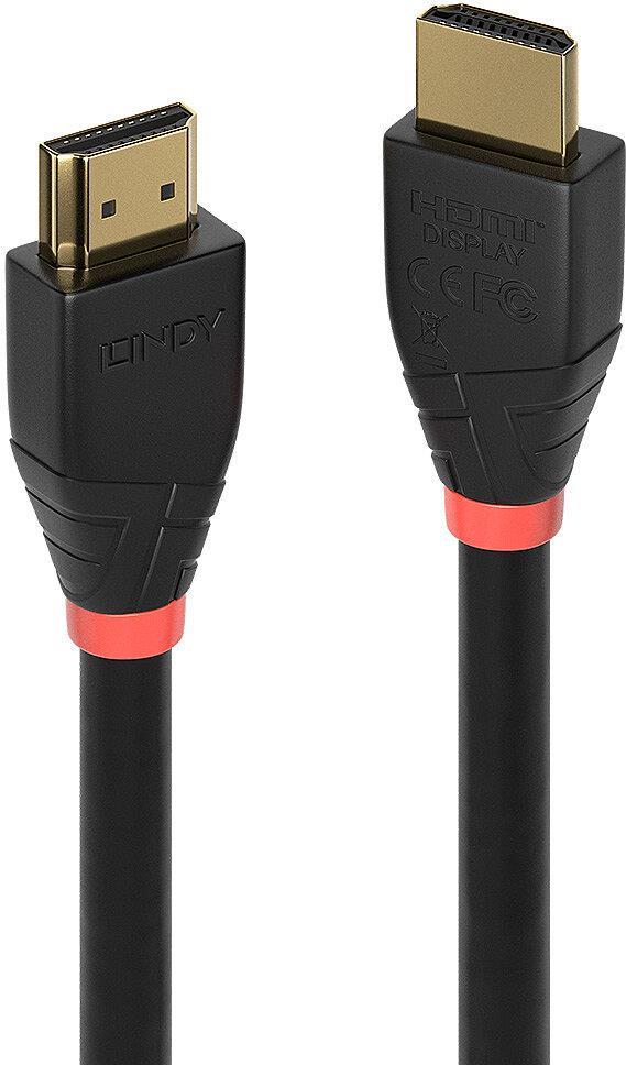 Lindy - HDMI-Kabel - HDMI männlich zu HDMI männlich - 7,5m - abgeschirmt - Schwarz - rund, aktiv, unterstützt 4K 60 Hz (4096 x 2160) (41016) von Lindy