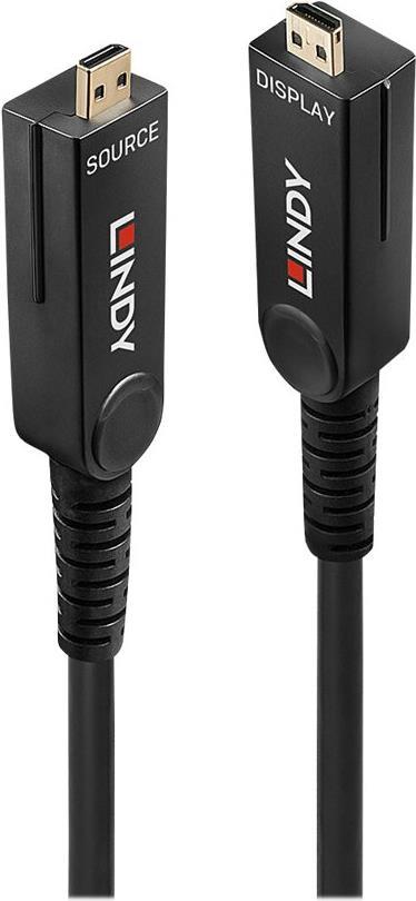 Lindy - HDMI mit Ethernet Kabelset - mikro HDMI (M) bis mikro HDMI (M) - 30,0m - Hybrid Kupfer/Kohlefaser - Schwarz - 4K Unterst�tzung (38322) von Lindy