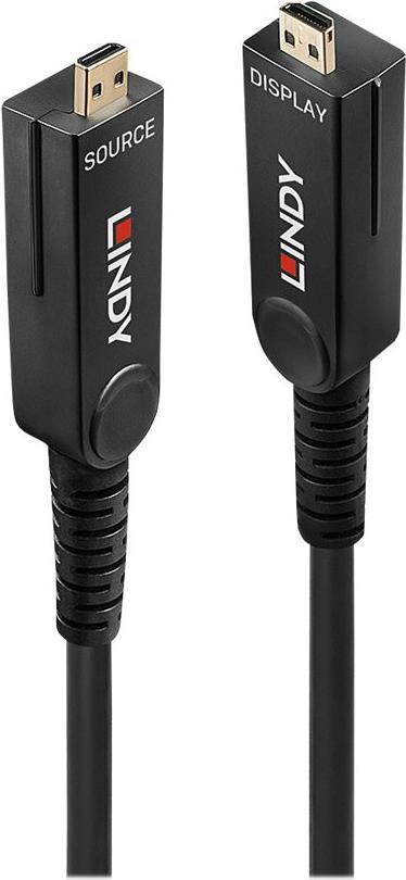 Lindy - HDMI mit Ethernet Kabelset - mikro HDMI (M) bis mikro HDMI (M) - 30,0m - Hybrid Kupfer/Kohlefaser - Schwarz - 4K Unterstützung (38322) von Lindy