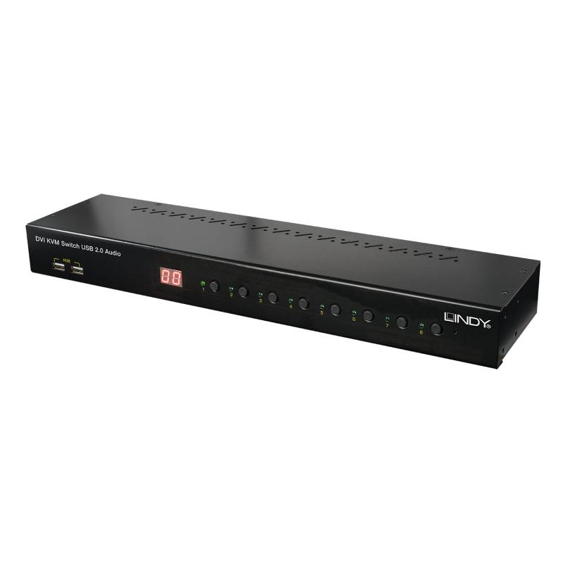 Lindy KVM Switch Pro USB2.0 Audio DVI-I - KVM-/Audio-/USB-Switch - USB - 8 x KVM/Audio/USB - 1 lokaler Benutzer - Desktop (39317) von Lindy