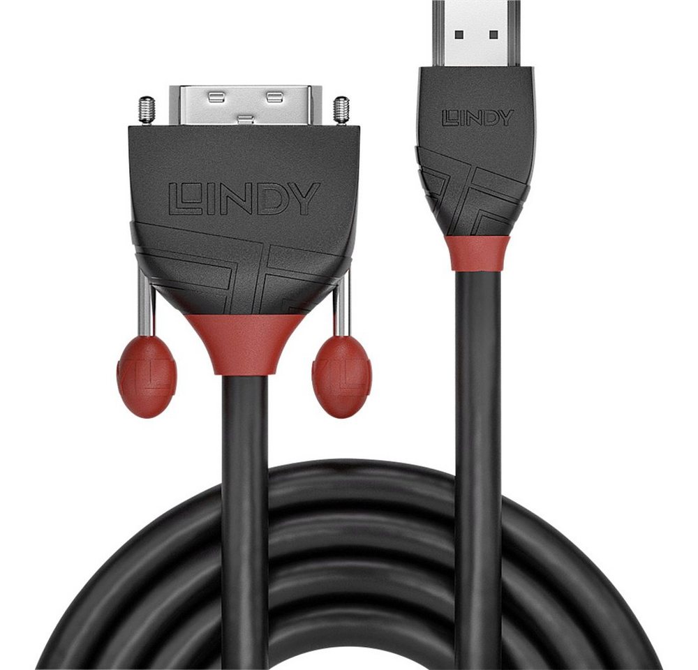Lindy LINDY HDMI / DVI Adapterkabel HDMI-A Stecker, DVI-D 18+1pol. Stecker 5 HDMI-Kabel, (500.00 cm) von Lindy