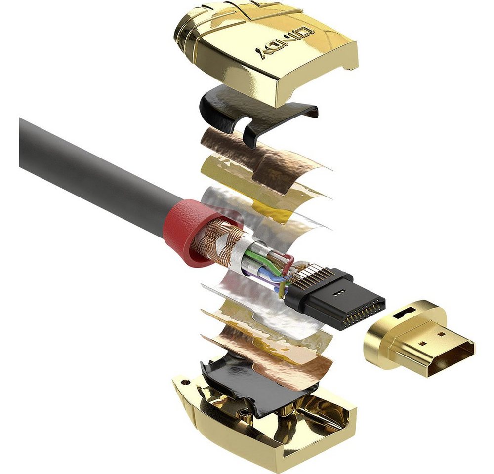 Lindy LINDY HDMI Anschlusskabel HDMI-A Stecker, HDMI-A Stecker 10.00 m Grau HDMI-Kabel, (1000.00 cm) von Lindy