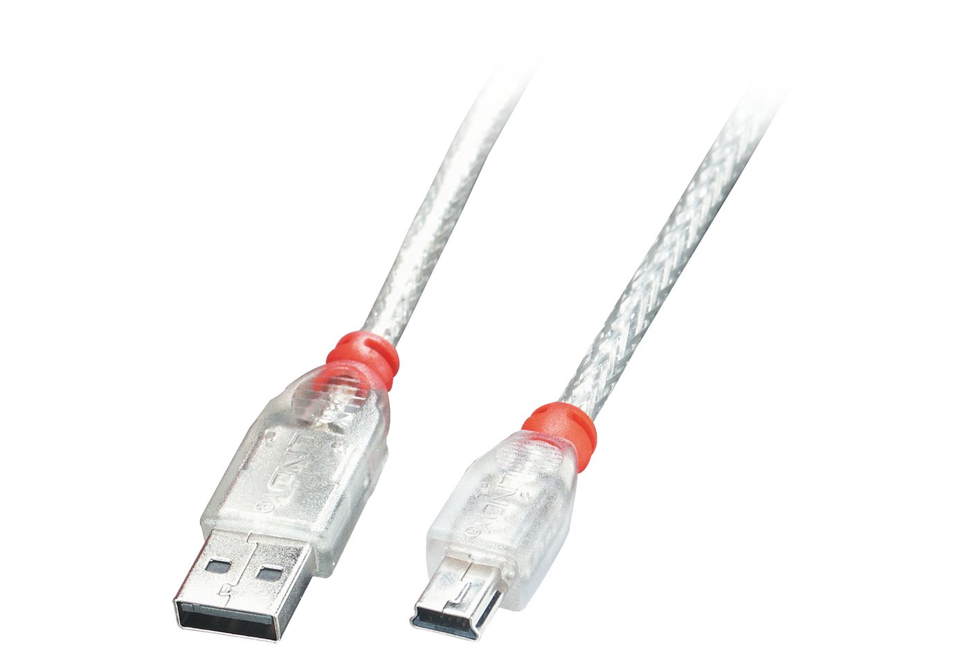 Lindy LINDY USB 2.0 Kabel A/Mini-B, transparent, 3m USB High Speed USB-Kabel von Lindy