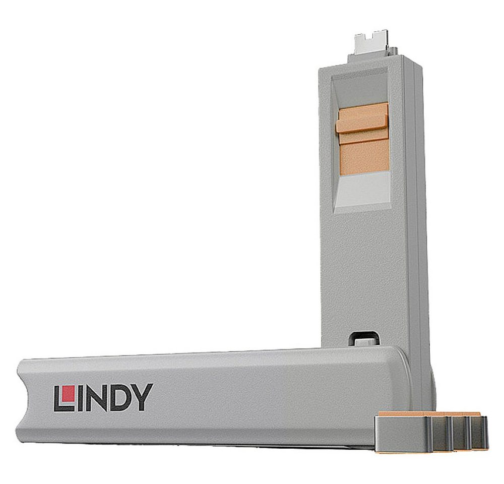 Lindy Laptopschloss LINDY USB-C® Port Schloss 4er Set Orange inkl. 1 Schlüssel 40428 von Lindy