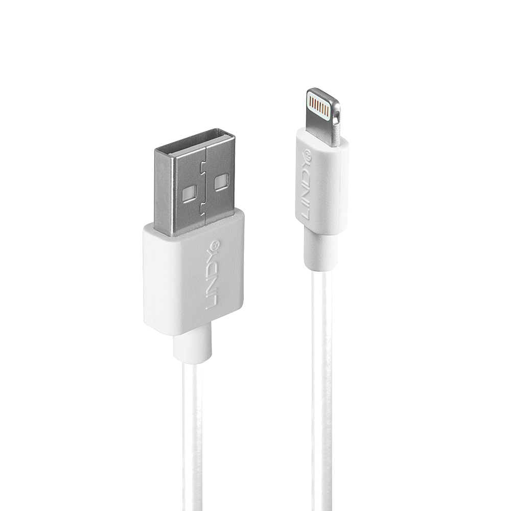 Lindy - Lightning-Kabel - Lightning männlich bis USB männlich - 3 m - weiß - halogenfrei - für Apple iPad/iPhone/iPod (Lightning) von Lindy
