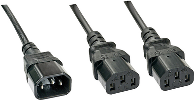 Lindy - Netz-Splitter - IEC 60320 C14 bis IEC 60320 C13 - 1,0m - geformt - Schwarz (30363) von Lindy