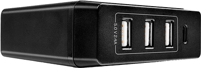 Lindy - Netzteil - 72 Watt - 3 A - PD 3.0 - 4 Ausgabeanschlussstellen (3 x USB Typ A, USB-C mit Stromversorgung) - Schwarz (73329) von Lindy