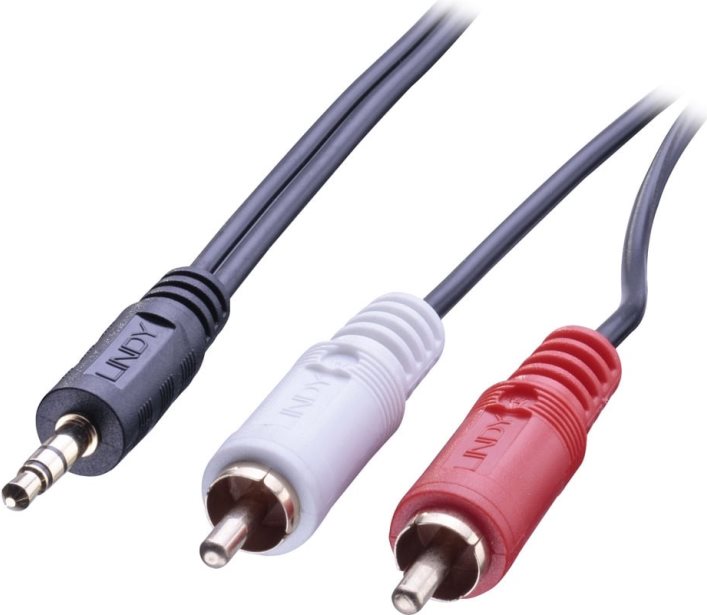 Lindy Premium - Audiokabel - RCA x 2 (M) bis stereo mini jack (M) - 5,0m - Schwarz - geformt (35683) von Lindy