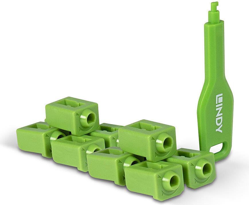 Lindy SFP Port Schlösser gruen 10 Stck+ 1 Schlüssel (47912) von Lindy