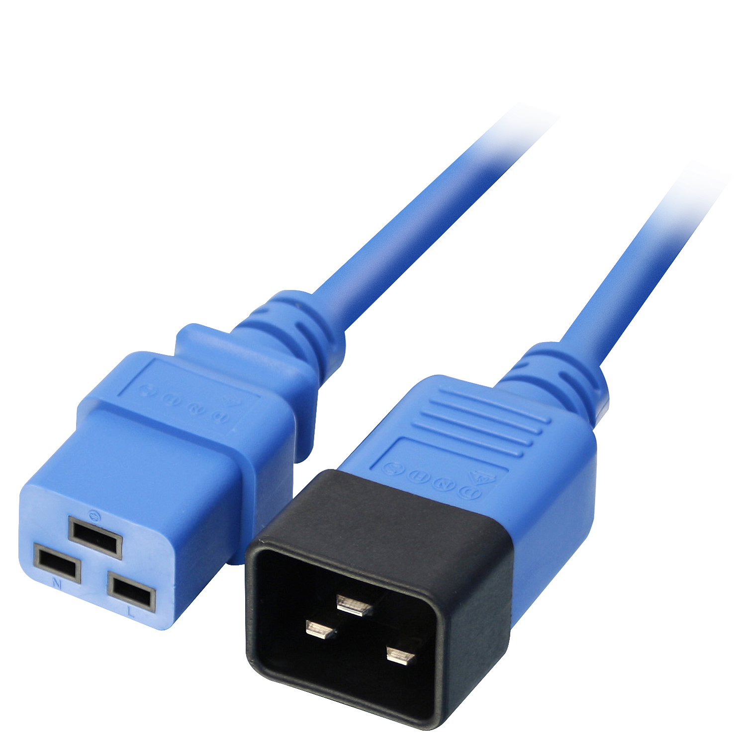 Lindy - Spannungsversorgungs-Verlängerungskabel - IEC 60320 C19 bis IEC 60320 C20 16 A - 3,0m - geformt - Blau (30122) von Lindy