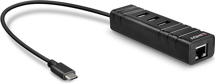 Lindy USB 3.1 Hub & Gigabit Ethernet Adapter - Netzwerk-/USB-Adapter - USB 3.1 Gen 1 - Gigabit Ethernet x 1 + USB 3.1 x 3 - Schwarz Lindy USB 3.1 Hub & Gigabit Ethernet Adapter - Netzwerk-/USB-Adapter - USB 3.1 Gen 1 - Gigabit Ethernet x 1 + USB 3.1 x 3 - Schwarz von Lindy