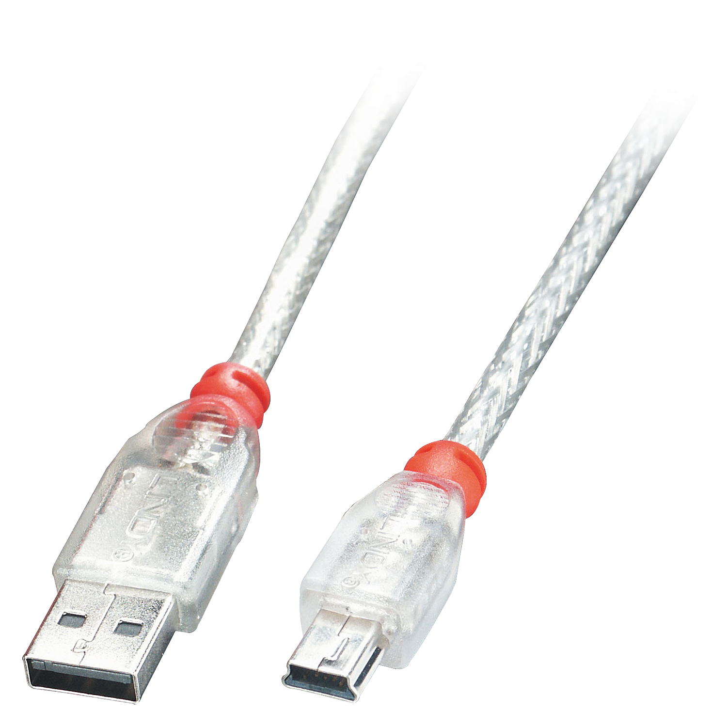 Lindy - USB-Kabel - USB (M) bis Mini-USB, Typ B (M) - 1,0m (USB/USB2.0) - geformt - durchsichtig (41782) von Lindy