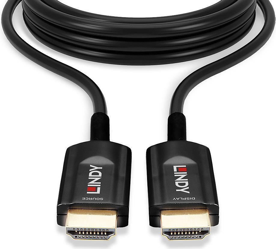 Lindy - Ultra High Speed - HDMI-Kabel - HDMI männlich bis HDMI männlich - 15 m - Hybrid Kupfer/Kohlefaser - Schwarz - rund, unterstützt 8K 60 Hz (7680 x 4320), unterstützt 4K 120 Hz (3840 x 2160) von Lindy