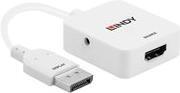 Lindy - Video- / Audiokabel - HDMI, Gleichstromstecker 3,5 x 1,35 mm (W) bis DisplayPort (M) - 9.5 cm - weiß von Lindy