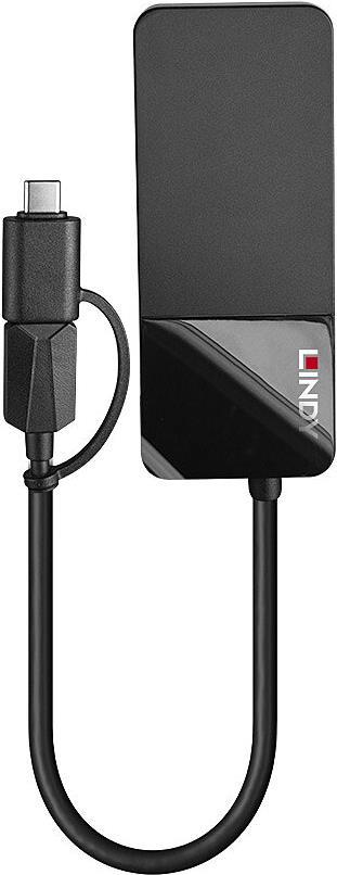 Lindy - Videoadapter - USB Typ A männlich zu HD-15 (VGA), HDMI - 10 cm - Schwarz von Lindy