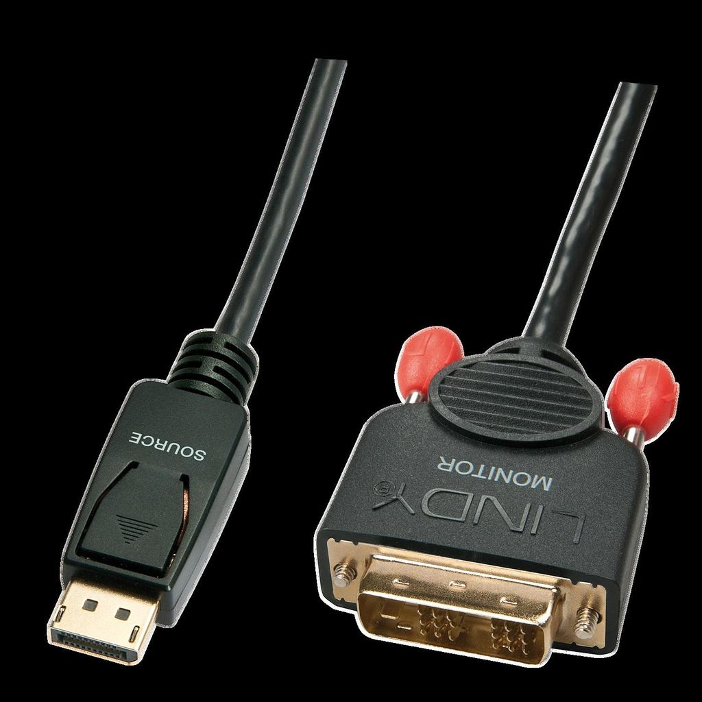 Lindy - Videokabel - DisplayPort (M) bis DVI-D (M) - 50cm - Daumenschrauben - Schwarz (41489) von Lindy