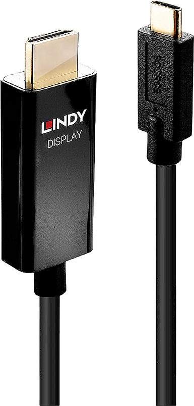 Lindy - Videoschnittstellen-Converter - HDMI / USB - USB-C (M) bis HDMI (M) - 1,0m - abgeschirmt - Schwarz - rund, 4K Unterstützung (43291) von Lindy
