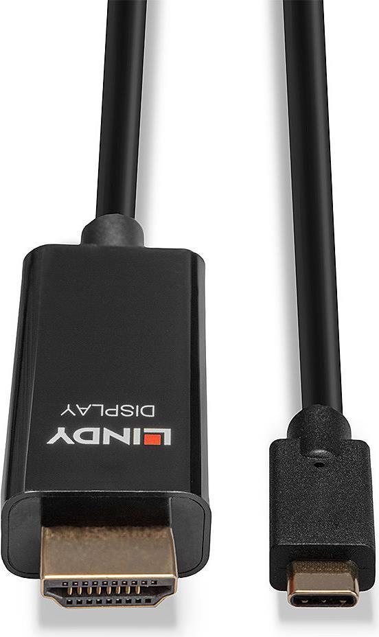 Lindy - Videoschnittstellen-Converter - USB-C (M) bis HDMI (M) - 10,0m - abgeschirmt - Schwarz - rund, aktiver Chip, unterstützt 4K 60 Hz (4096 x 2160) (43317) von Lindy