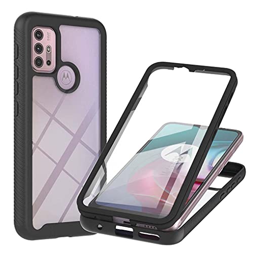 Liner Hülle für Motorola Moto G30/Moto G20/Moto G10/Moto G10 Power, [mit Eingebautem Displayschutz] Durchsichtig Stoßfest Handyhülle Robuste Silikon Schutzhülle PC + TPU Bumper Case Cover - Schwarz von Liner