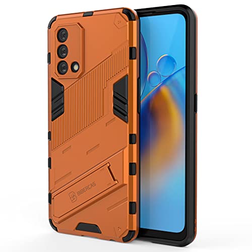Liner Hülle für Oppo A74 4G, [Militärische Stoßfest Case] Ultra Dünn Harter PC Sanft TPU Schutzhülle Handyhülle mit Stabilem Faltbar Ständer für Oppo A74 4G - Orange von Liner