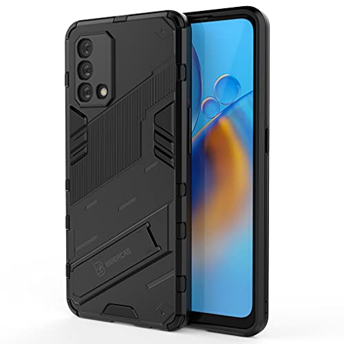 Liner Hülle für Oppo A74 4G, [Militärische Stoßfest Case] Ultra Dünn Harter PC Sanft TPU Schutzhülle Handyhülle mit Stabilem Faltbar Ständer für Oppo A74 4G - Schwarz von Liner