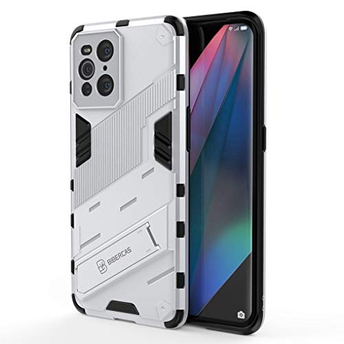 Liner Hülle für Oppo Find X3 Pro, [Militärische Stoßfest Case] Ultra Dünn Harter PC Sanft TPU Schutzhülle Handyhülle mit Stabilem Faltbar Ständer für Oppo Find X3 Pro - Weiß von Liner